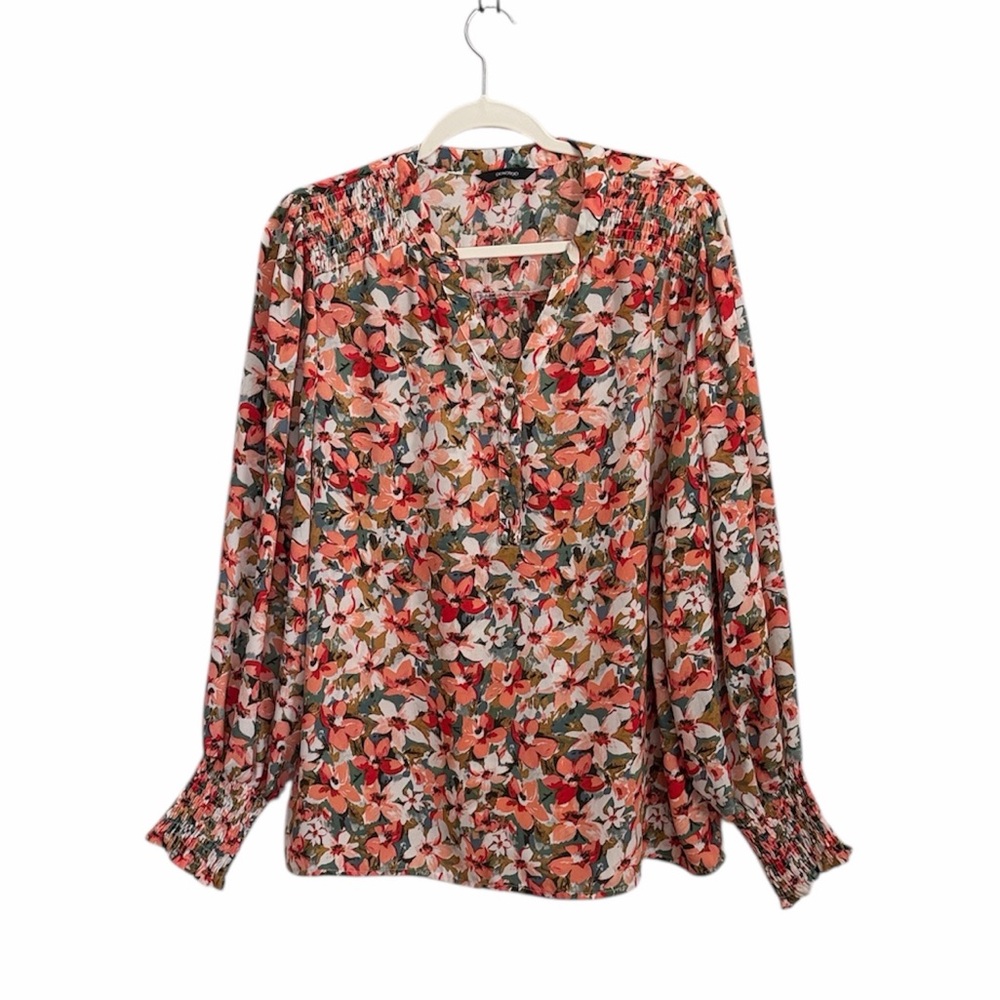Floral V-Neck Long-Sleeve Blouse - Multi Floral- XL- NWT